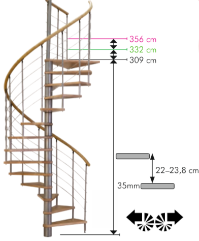 Escalier en colimaçon hêtre Minka Venezia